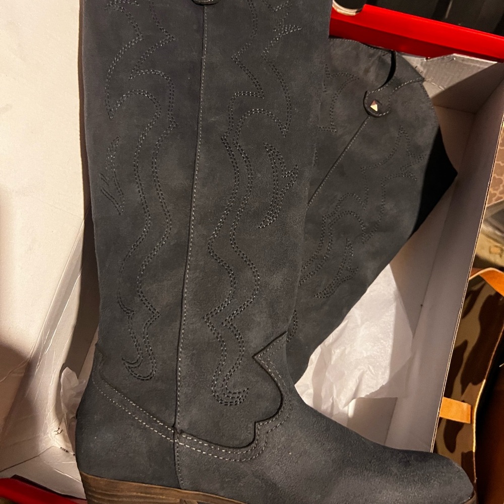 Gray Knee Boots